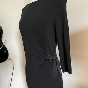 The Limited Side Bow-Tie Black Mid-Length Dress